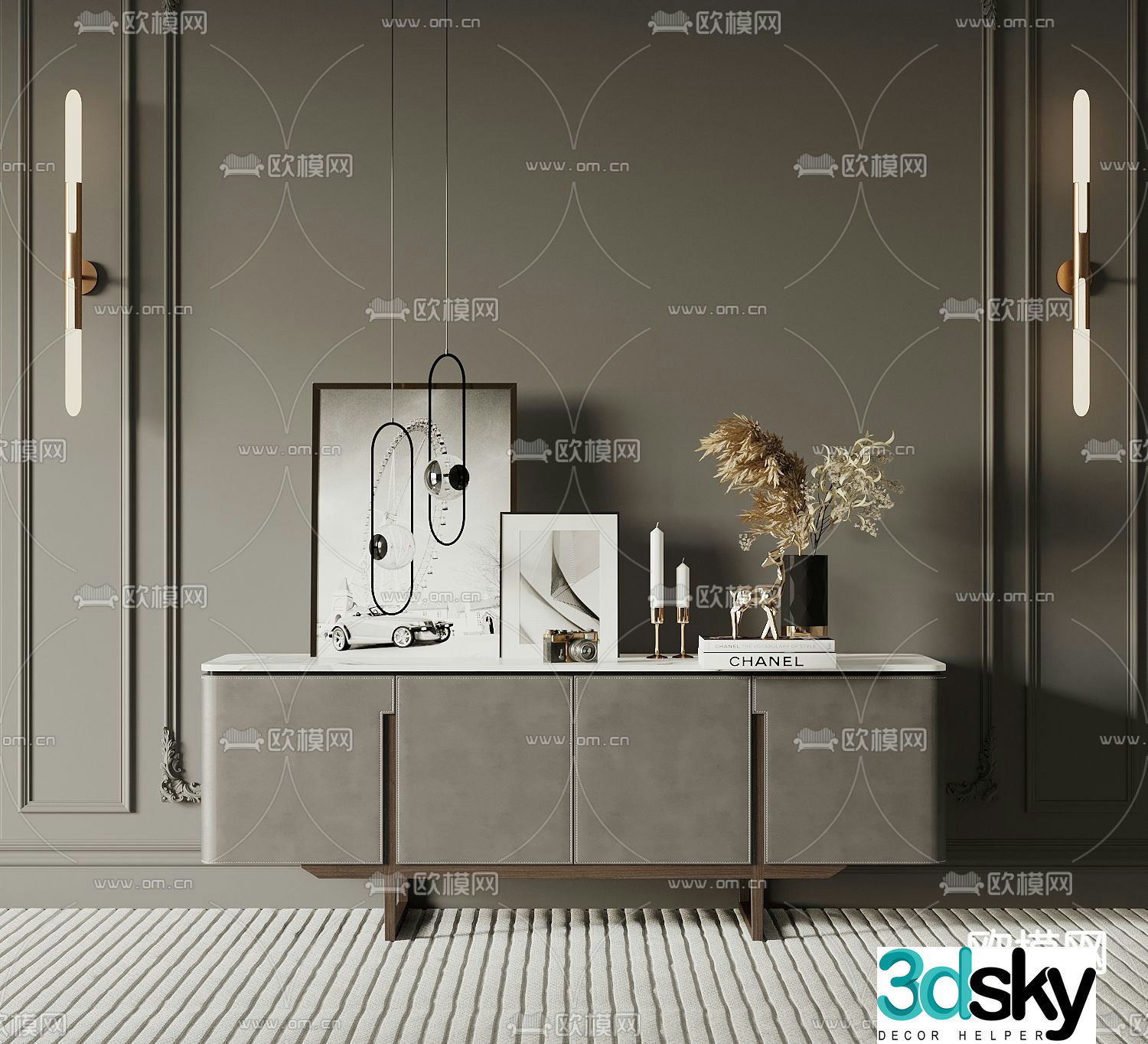 Modern end view cabinet entrance cabinet side cabinet 3D model
