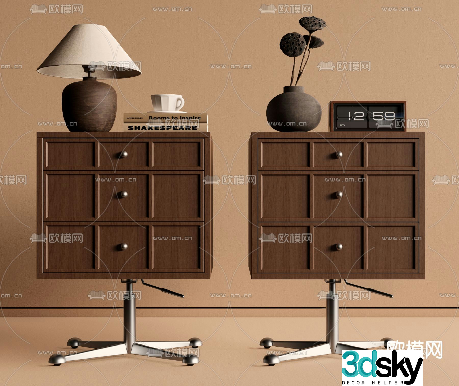 Medieval style bedside table 3d model