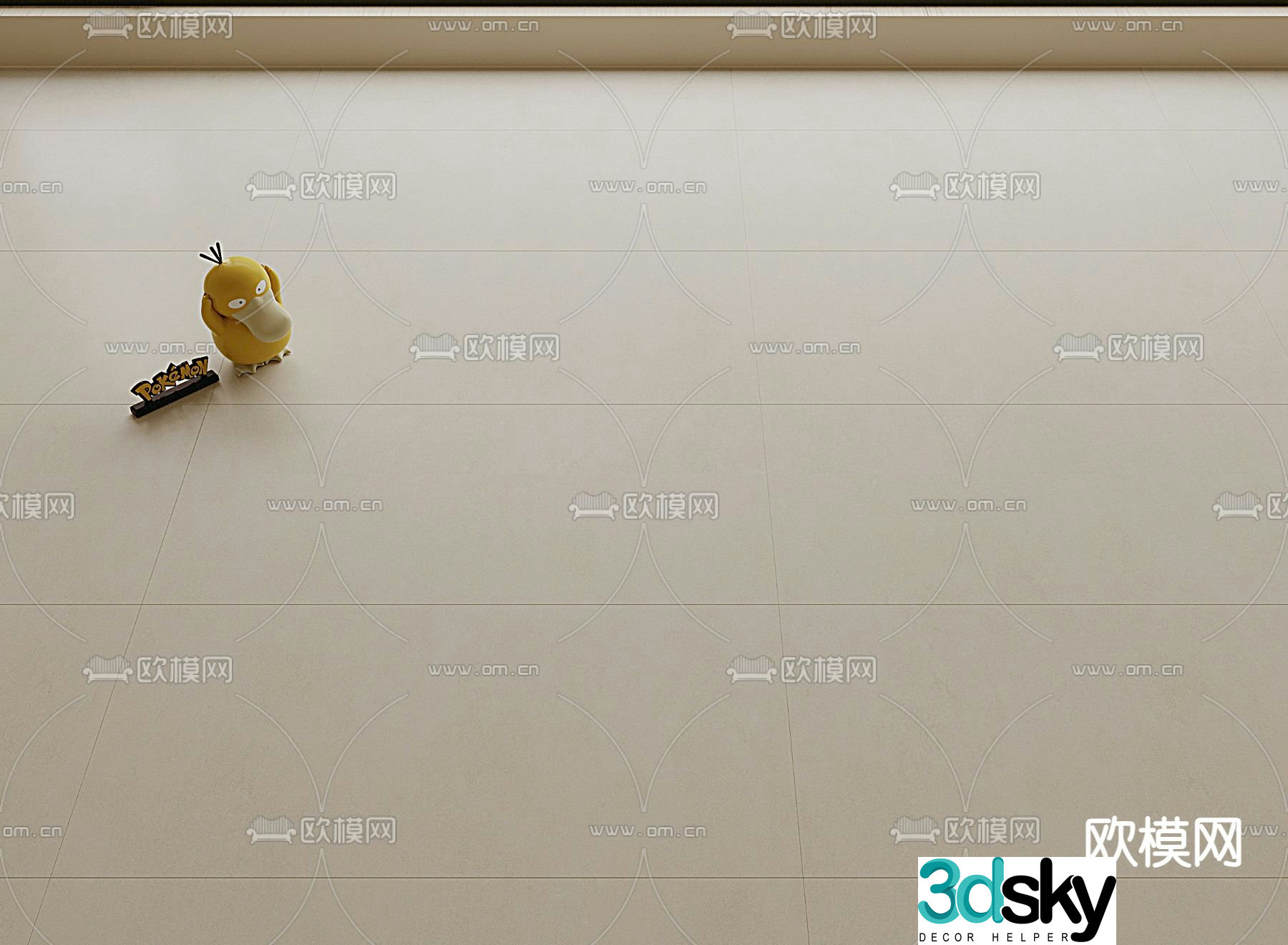 Creamy floor tiles Ceramic tiles Soft light tiles 3d model