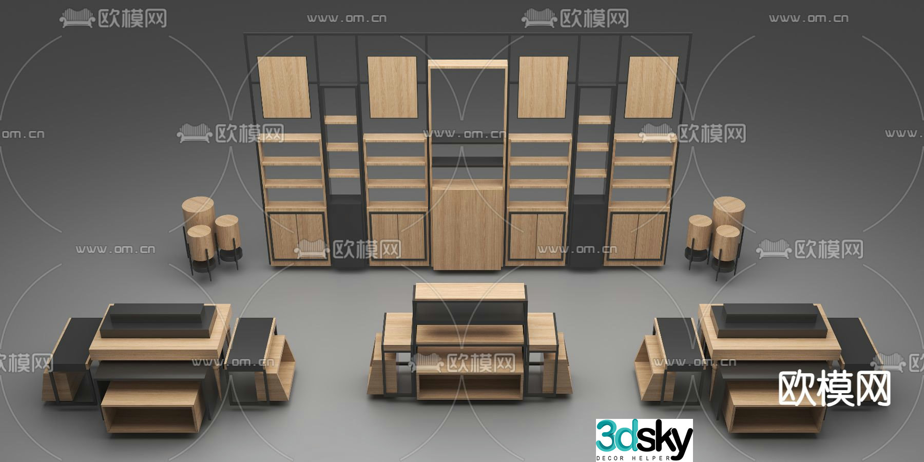 Shopping mall display cabinet shelf 3d model