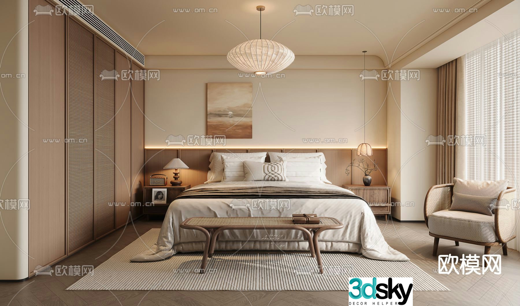 Middle style bedroom master bedroom master room 3d model
