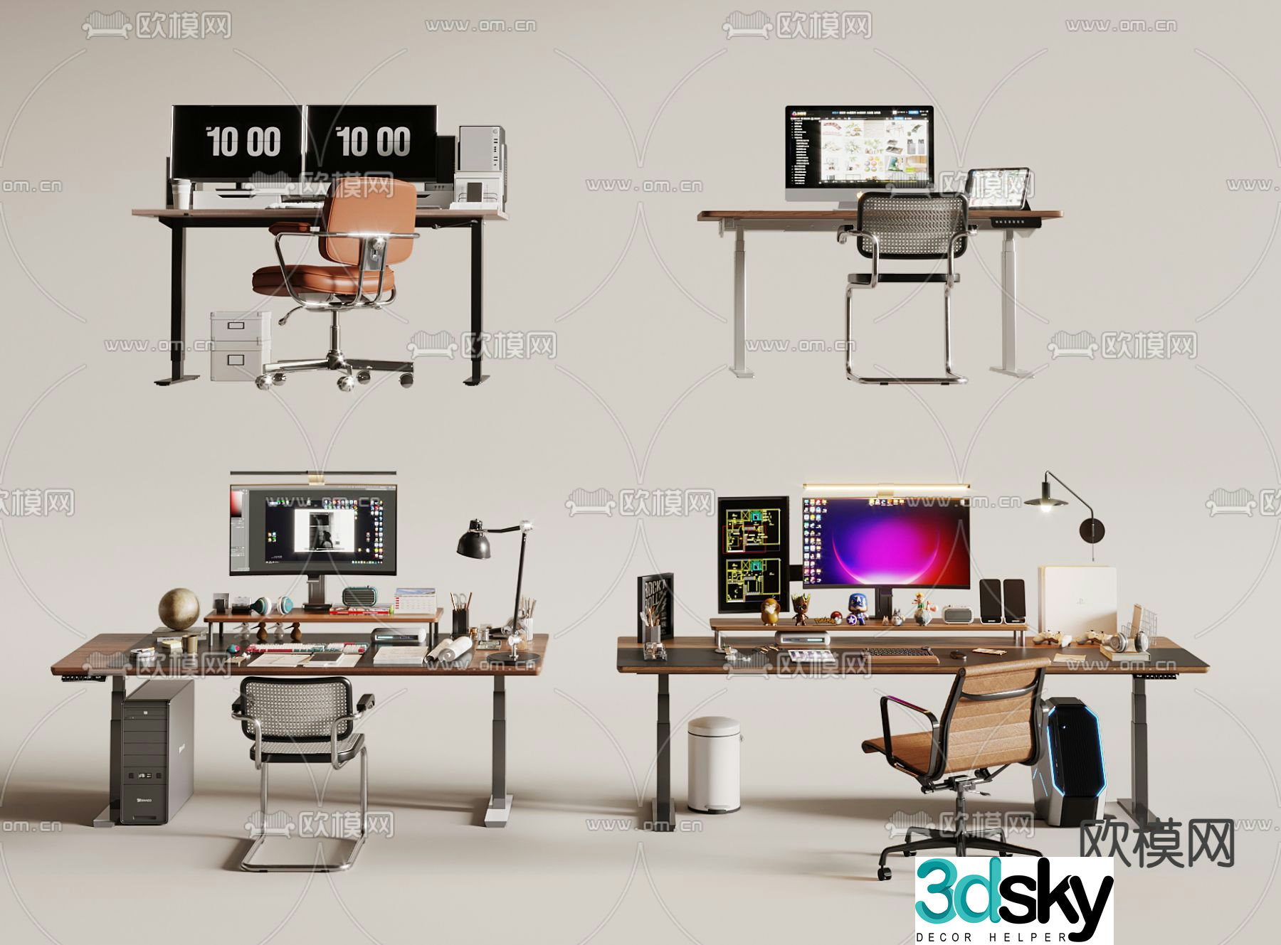 Medieval style desk writing desk computer desk 3d model