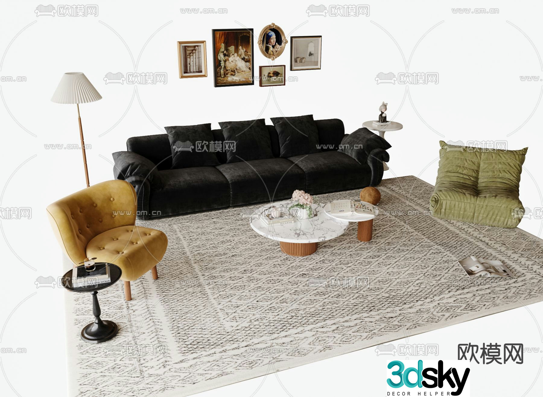 Medieval style modular sofa 3D model