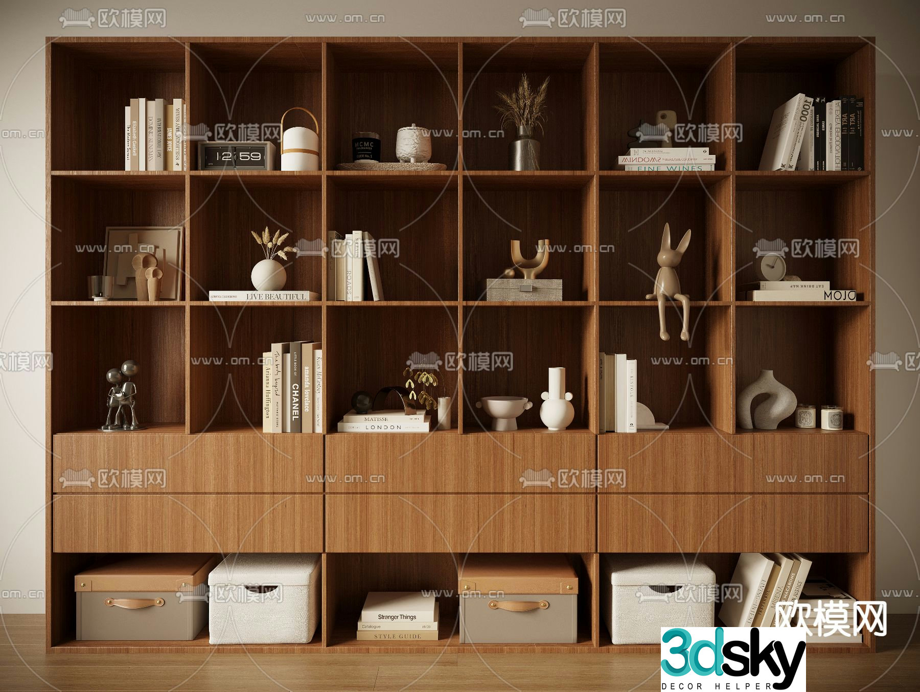 Middle-aged bookcase bookshelf 3D model