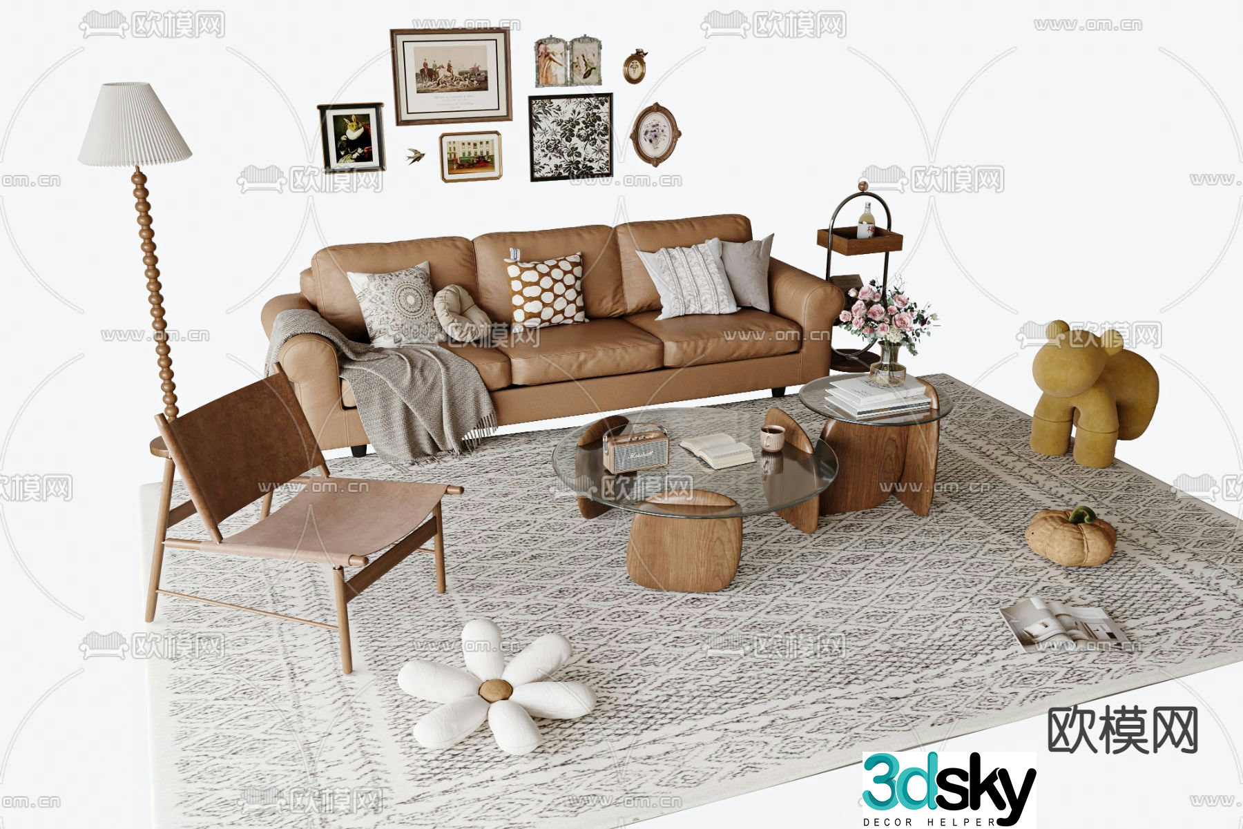 Medieval style modular sofa 3D model