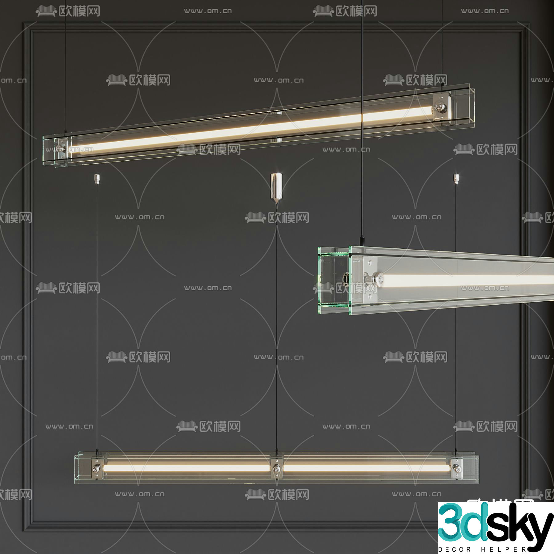 Office chandelier long chandelier 3d model