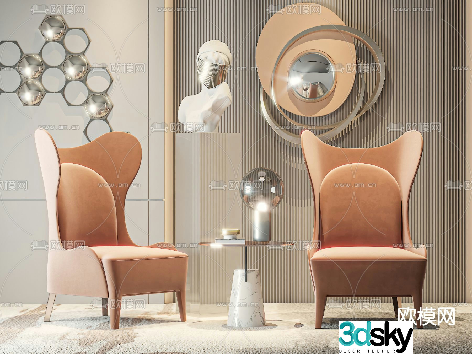 Sofa chair leisure chair table 3d model
