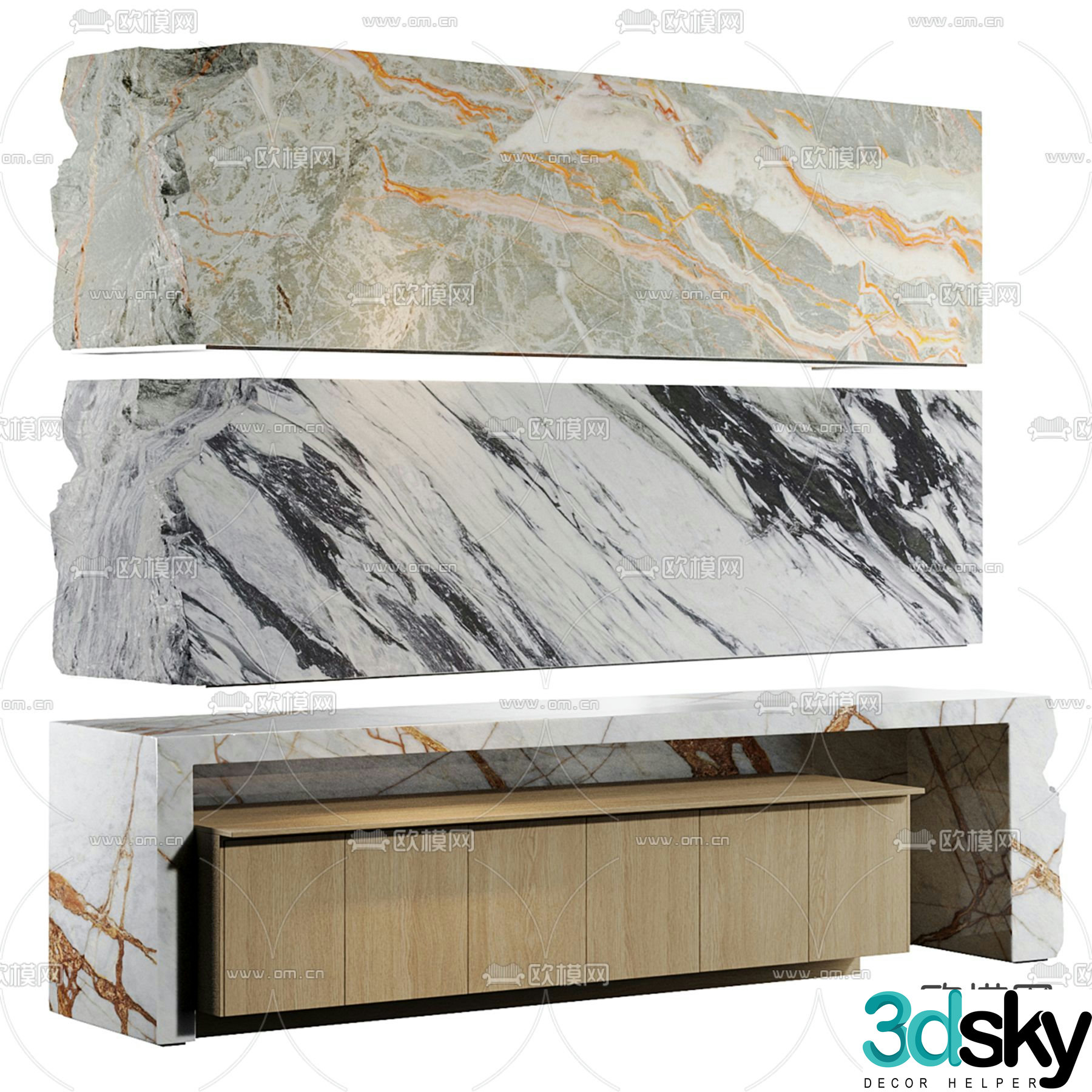 Marble front desk reception desk service desk 3d model