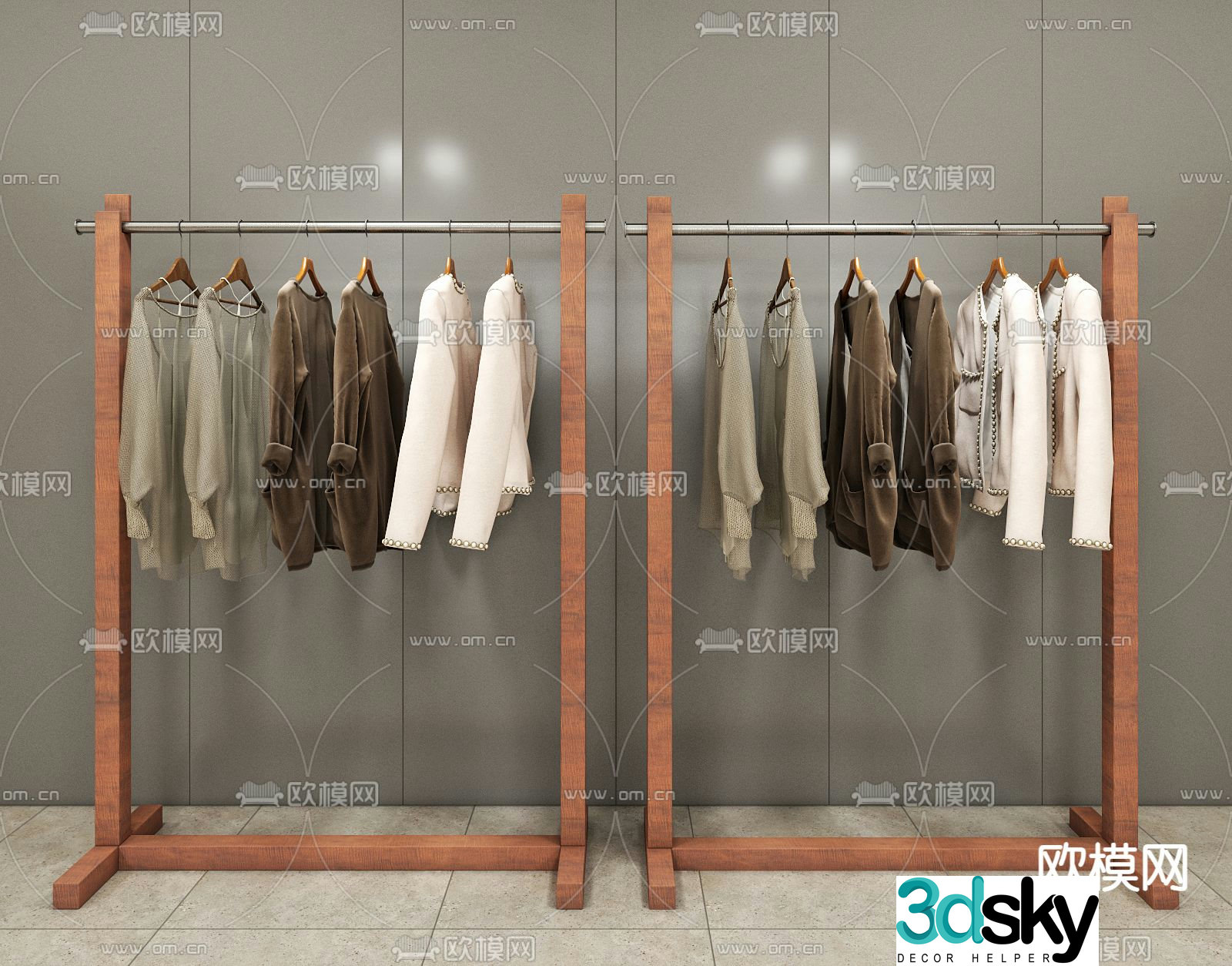 Clothing store clothing display rack 3d model