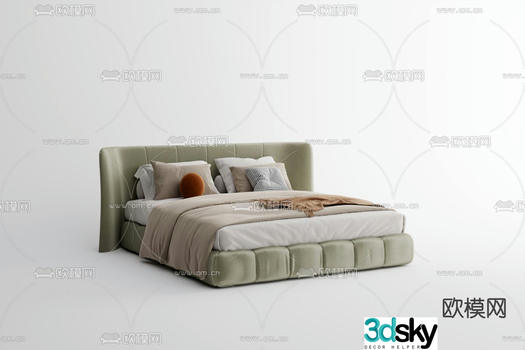 Modern double bed 3d model