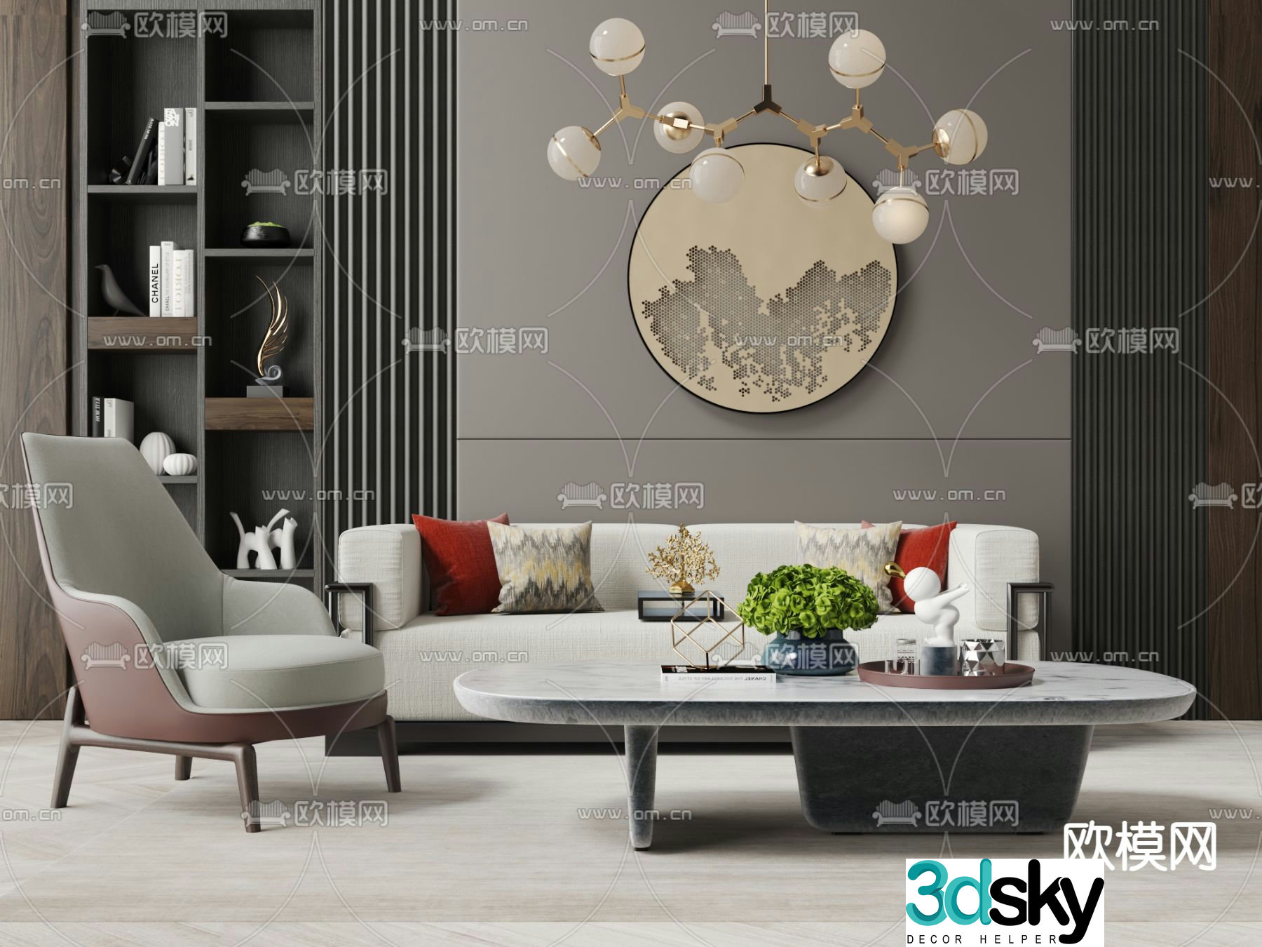 New Chinese style modular sofa 3d model