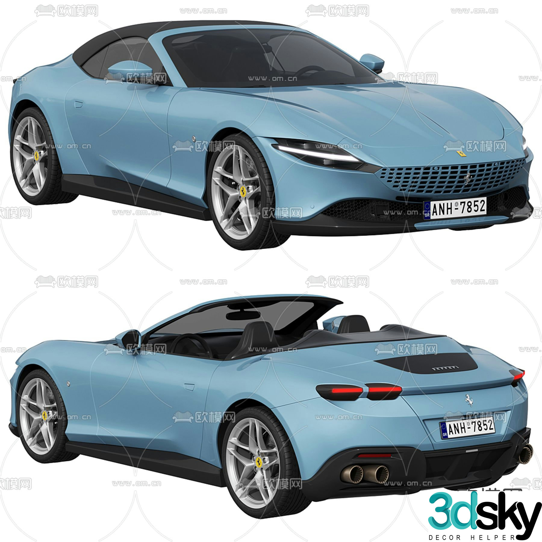 ferrari roma spider sports car supercar 3d model