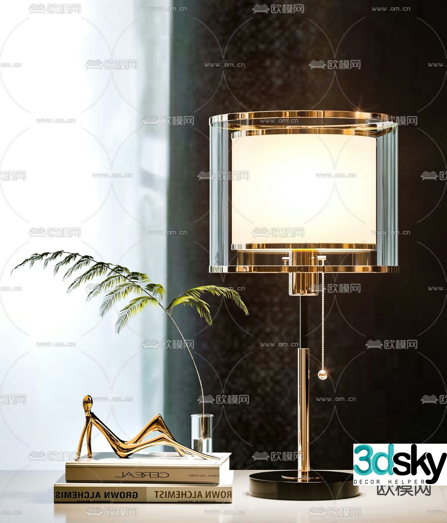 Light luxury desk lamp glass desk lamp 3d model