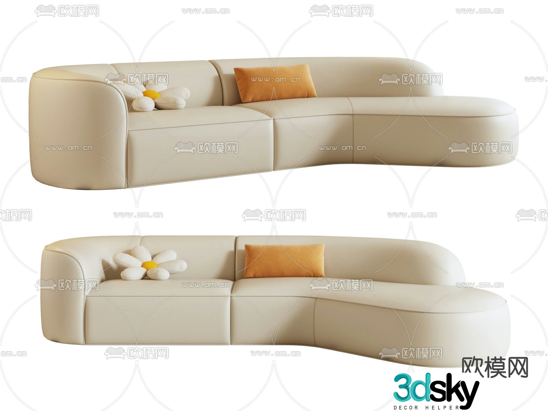 Special shaped sofa curved sofa 3d model