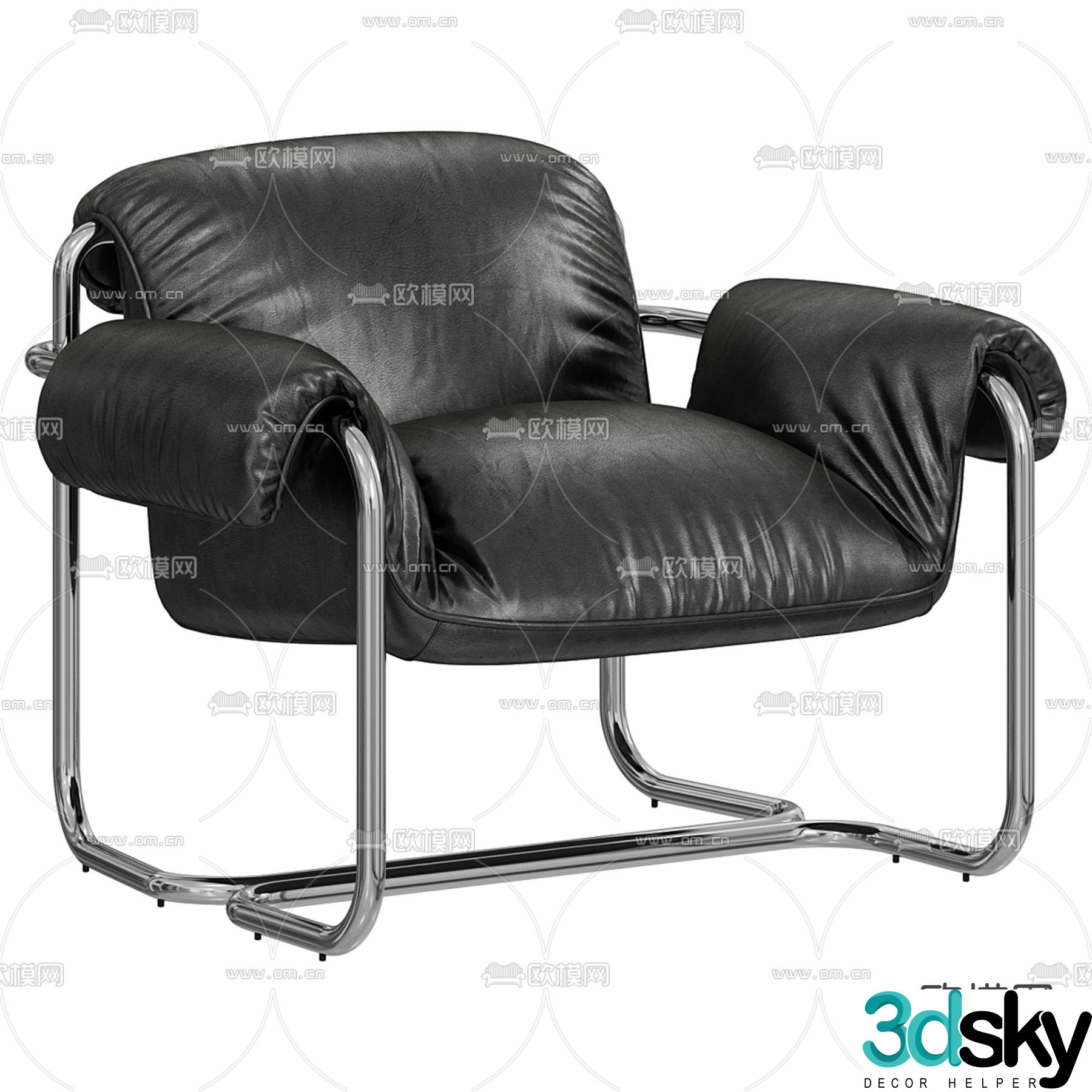 Leather sofa chair leisure chair 3d model