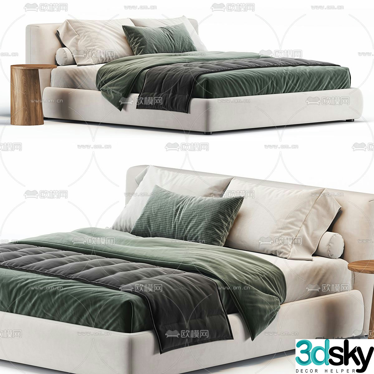 Ophelia leather double bed 3d model