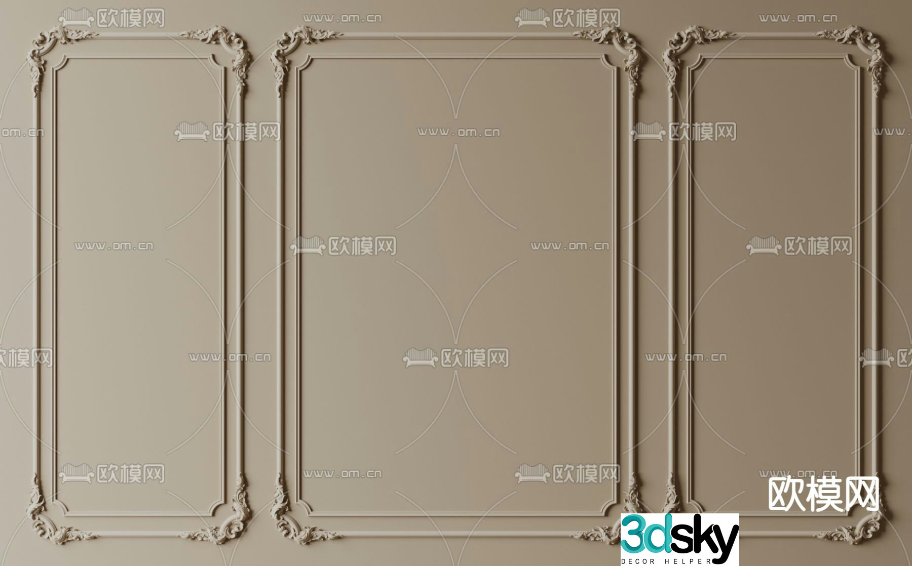 French wall panel gypsum line 3d model