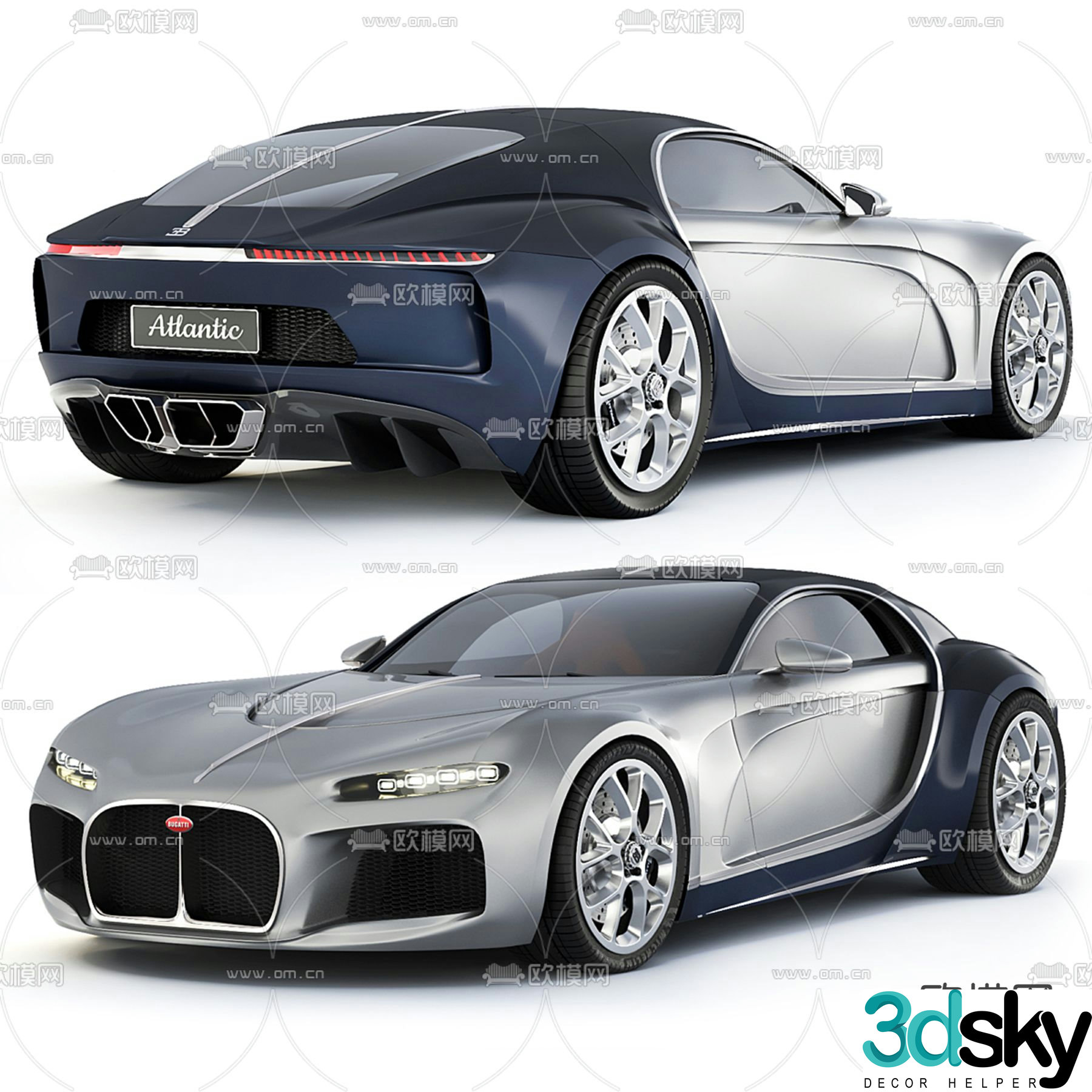 bugatti atlantic sports car supercar 3d model