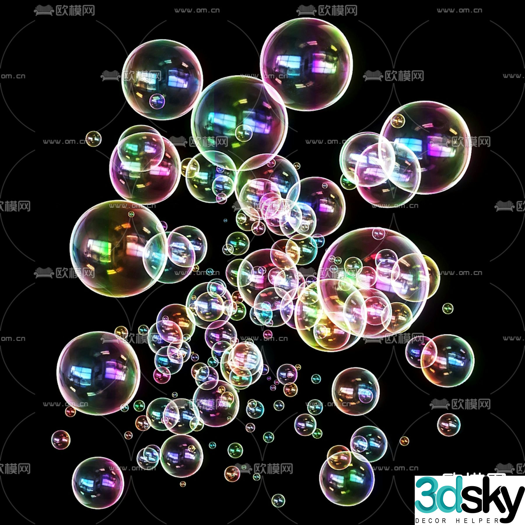 Colorful bubble bubble toy 3d model