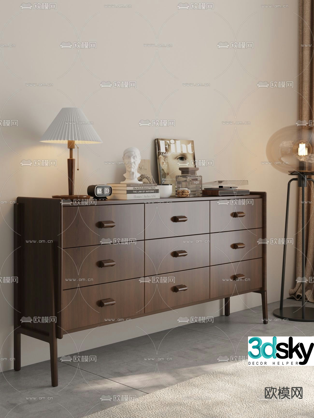 Medieval style chest of drawers 3D model