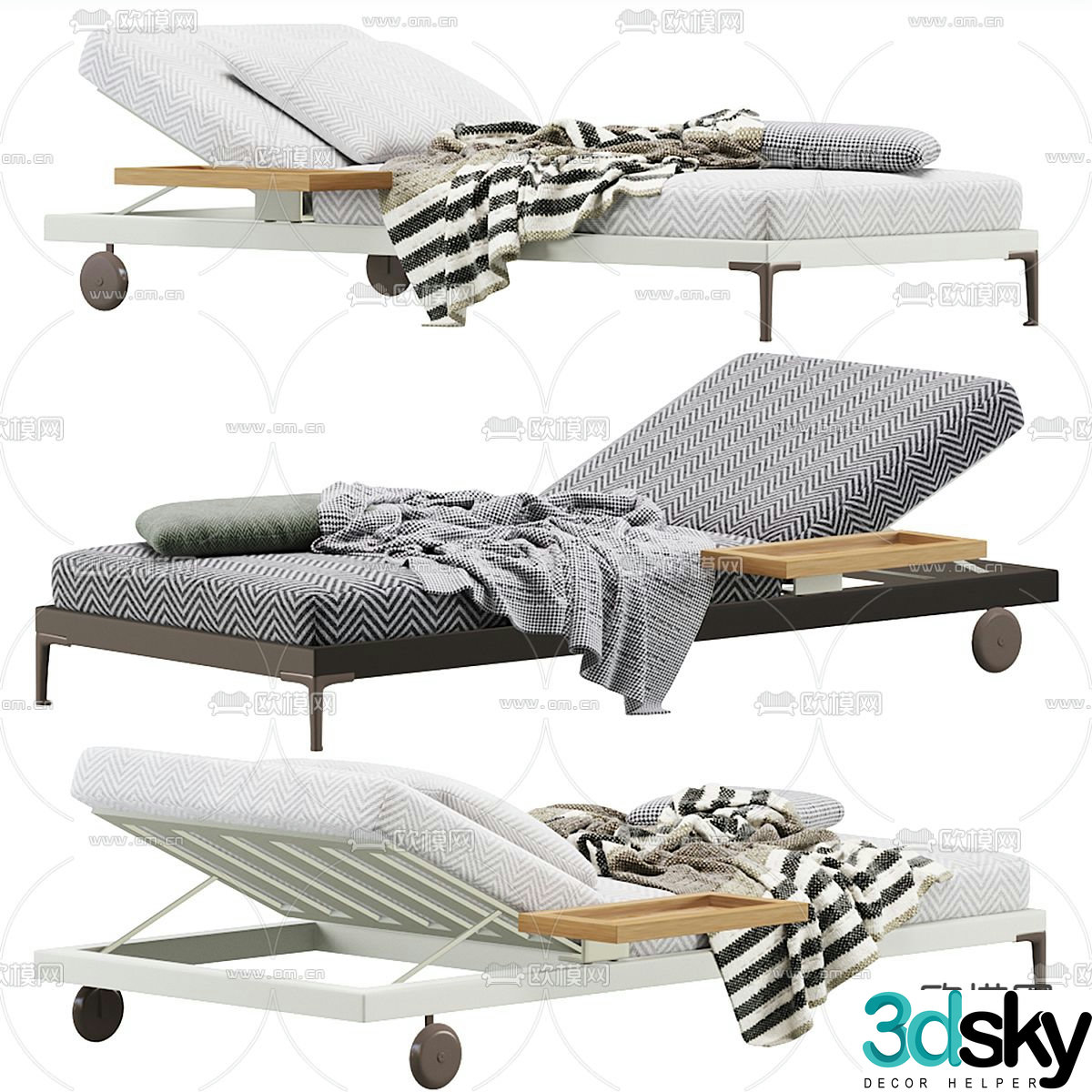 Outdoor lounge chair beach lounge chair sun lounger 3d model