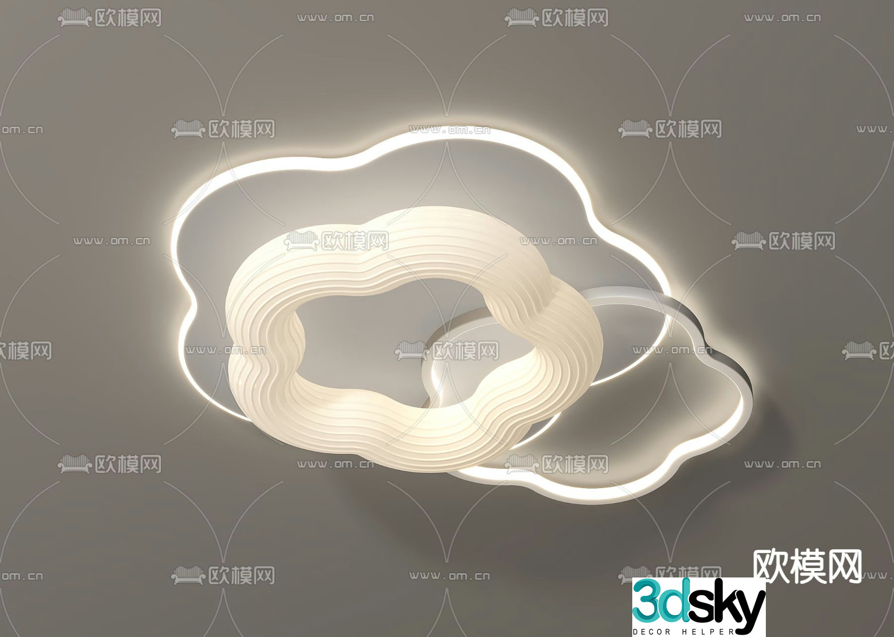 Cream style ceiling lamp petal ceiling lamp 3d model