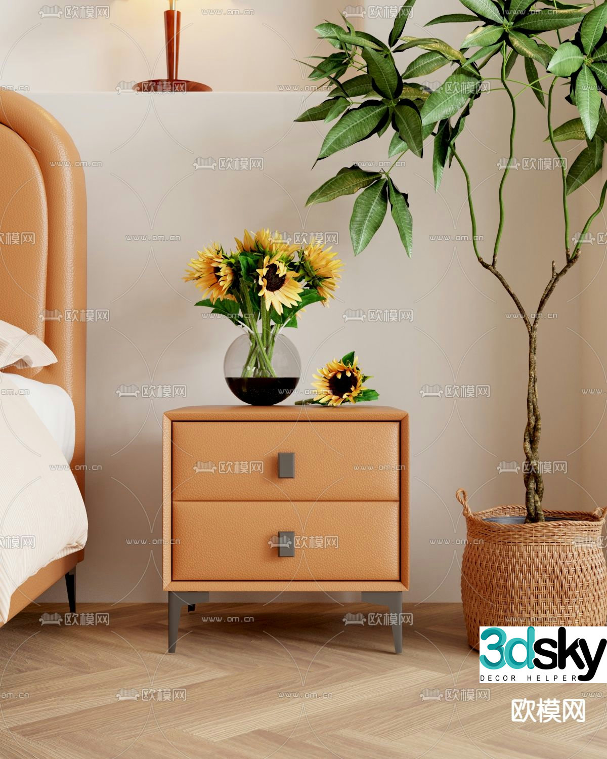 Nordic bedside table 3d model