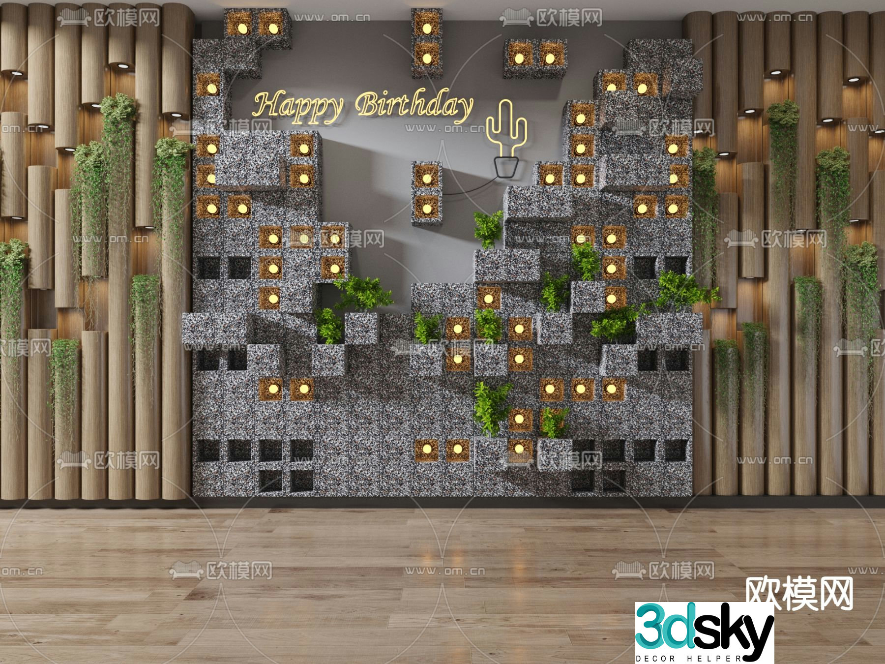 Plant background wall 3d model