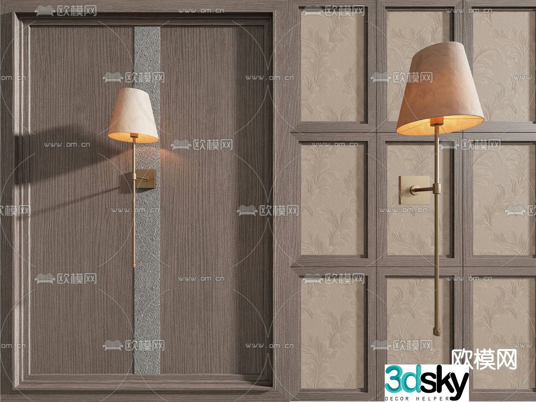 American wall lamp wainscot 3d model