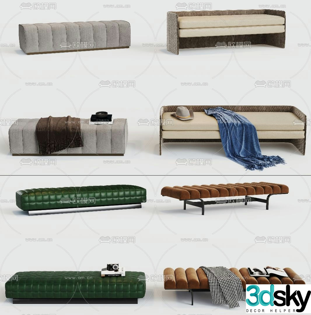 Modern stool bed end stool bench shoe changing stool 3d model