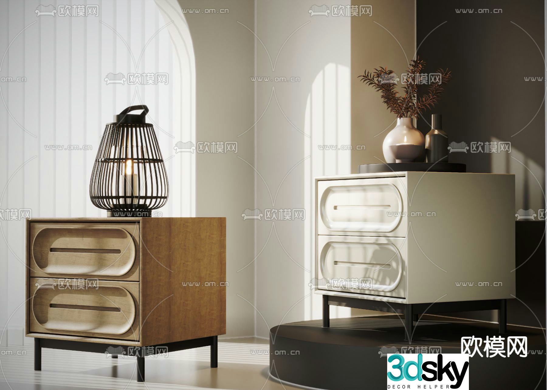 Medieval style bedside table 3d model