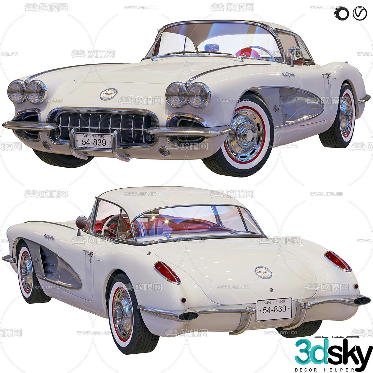 Chevrolet retro sedan car 3d model