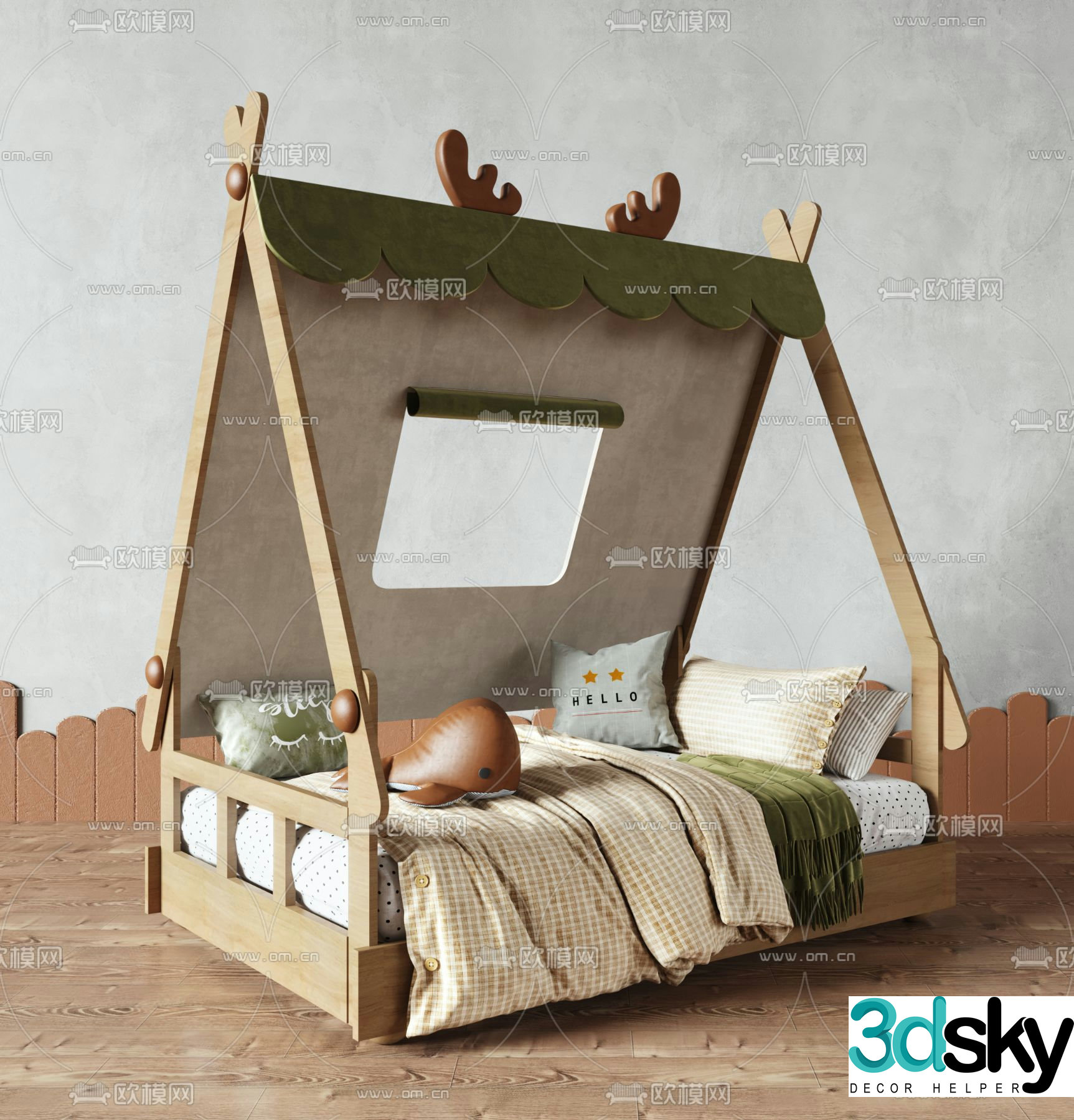 Modern children’s bed tent bed toddler bed child bed 3d model
