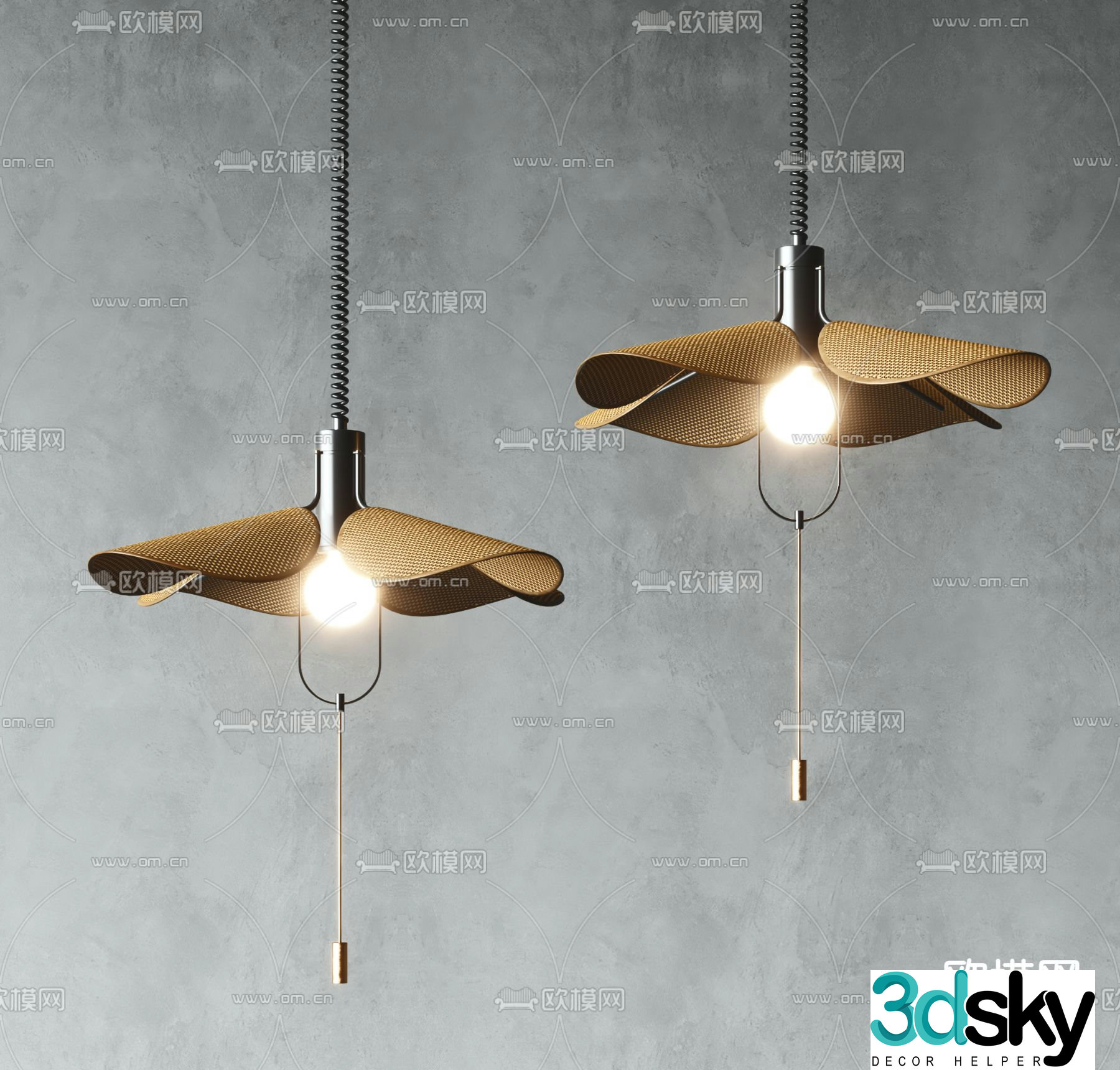 Wabi-sabi style small chandelier rattan chandelier bamboo chandelier 3D model