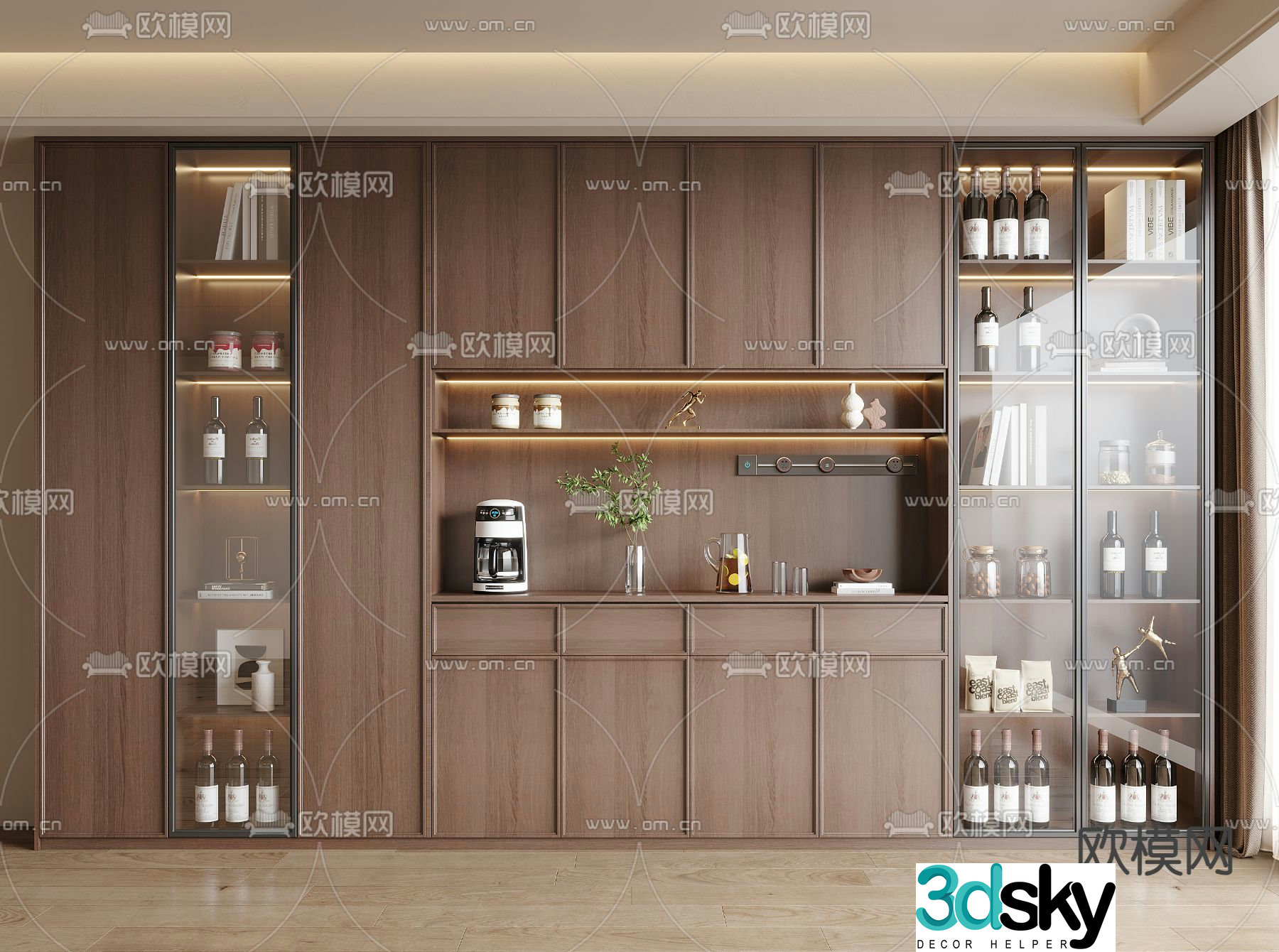 Medieval style wine cabinet and sideboard 3D model