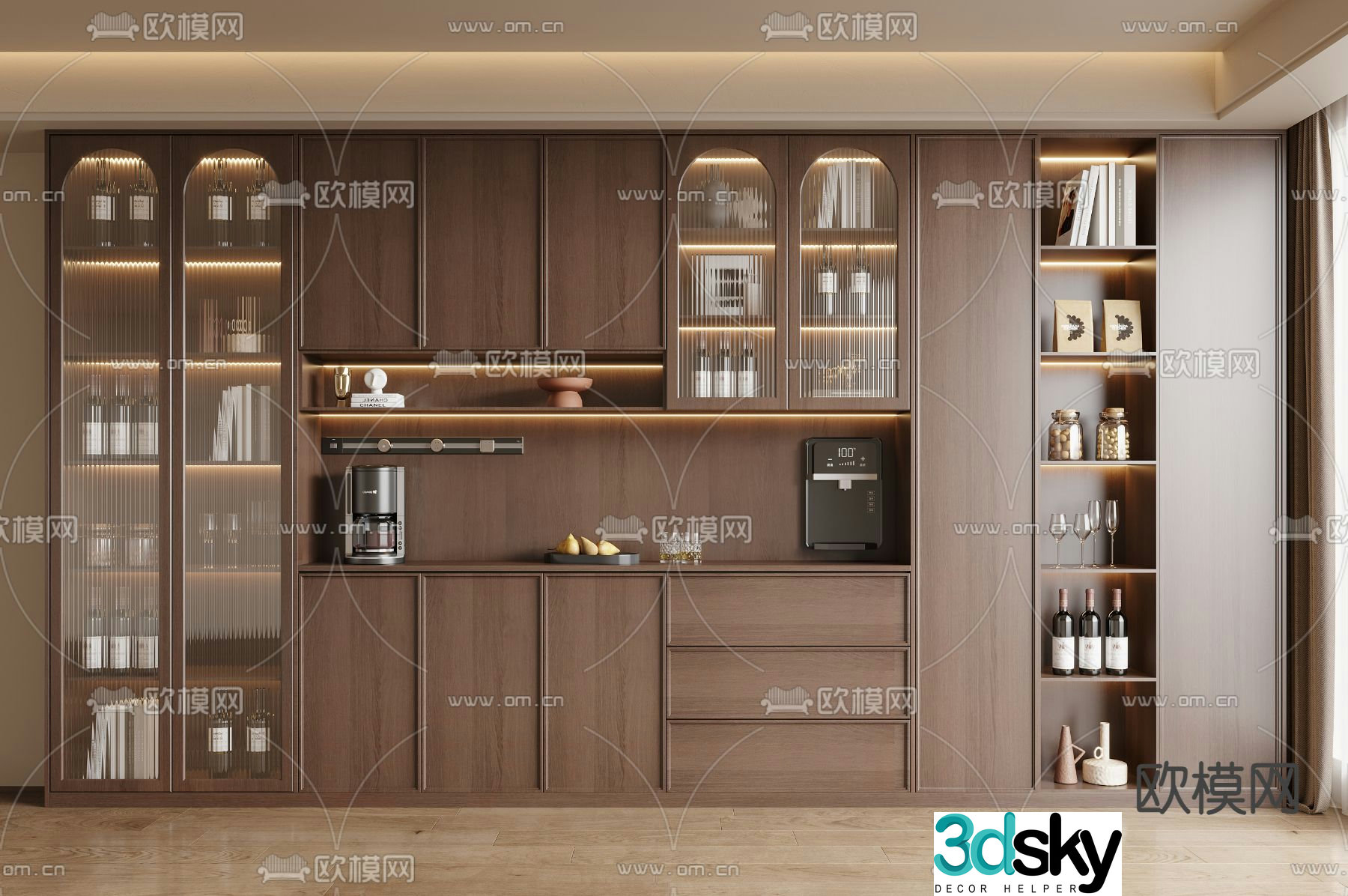 Medieval style wine cabinet and sideboard 3D model