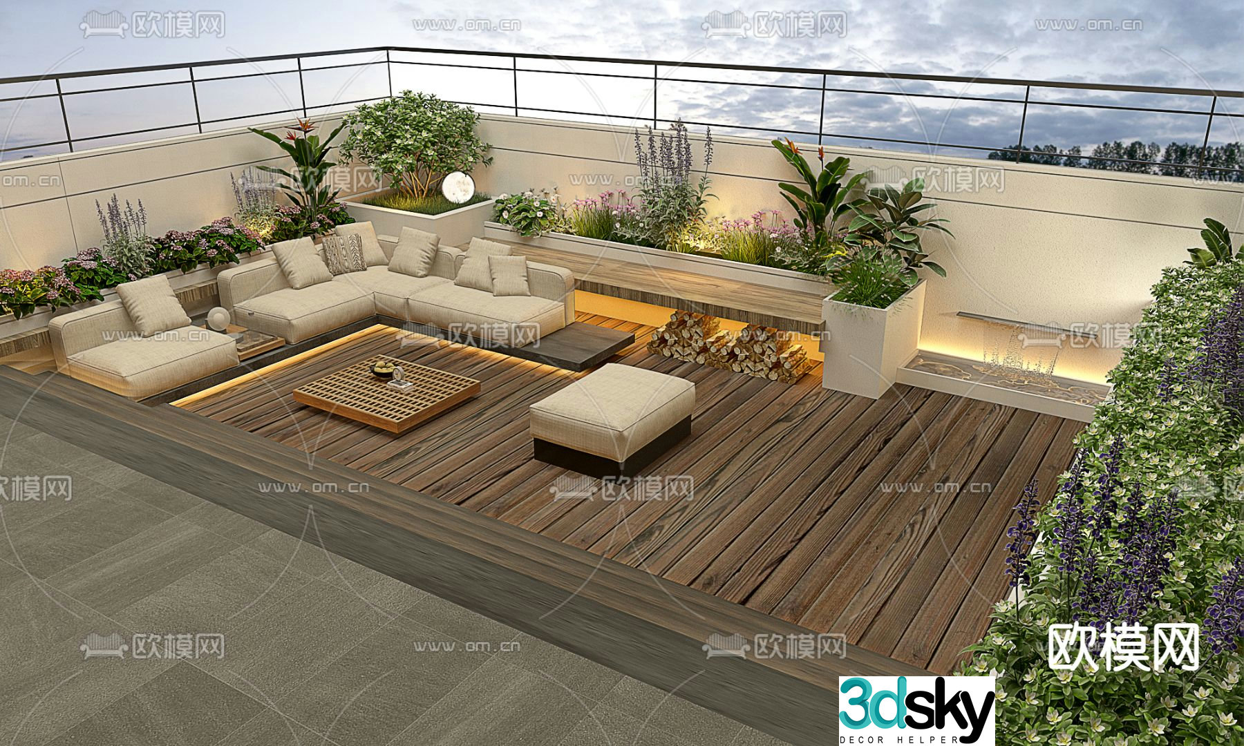 Roof Garden Balcony Landscape 3d model