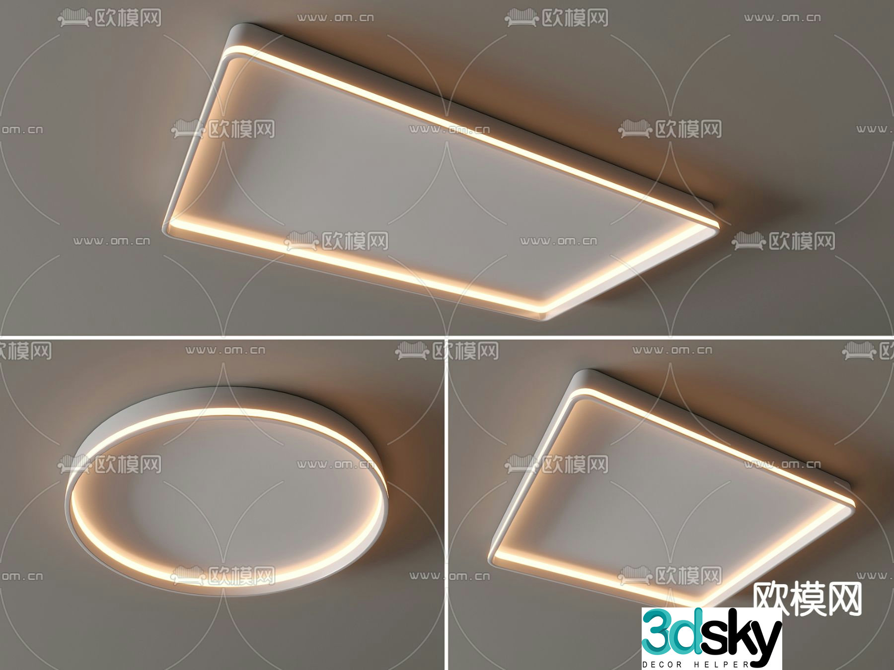 Geometric ceiling lamp round ceiling lamp bedroom lamp 3d model