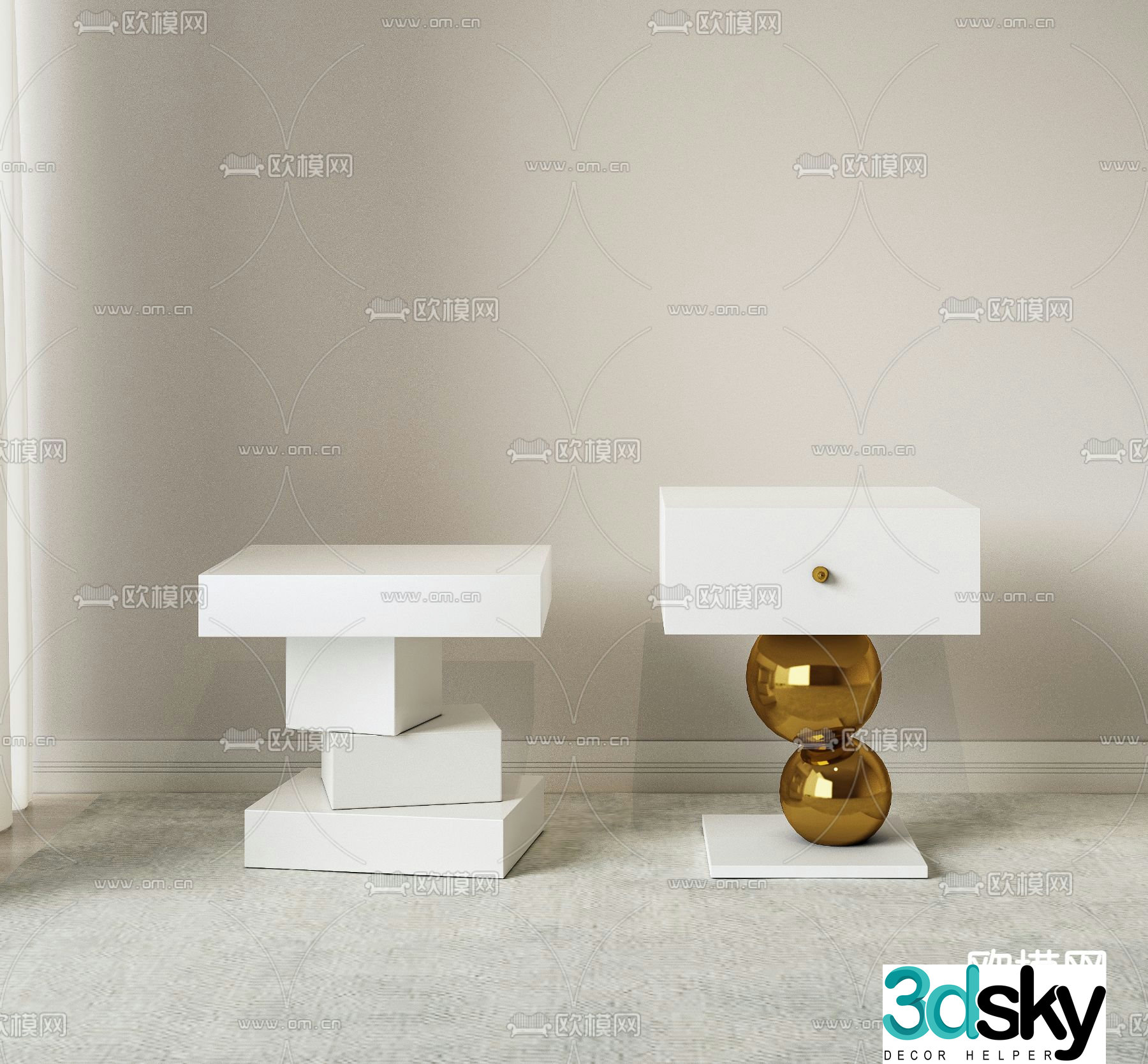 Modern bedside table side table 3d model
