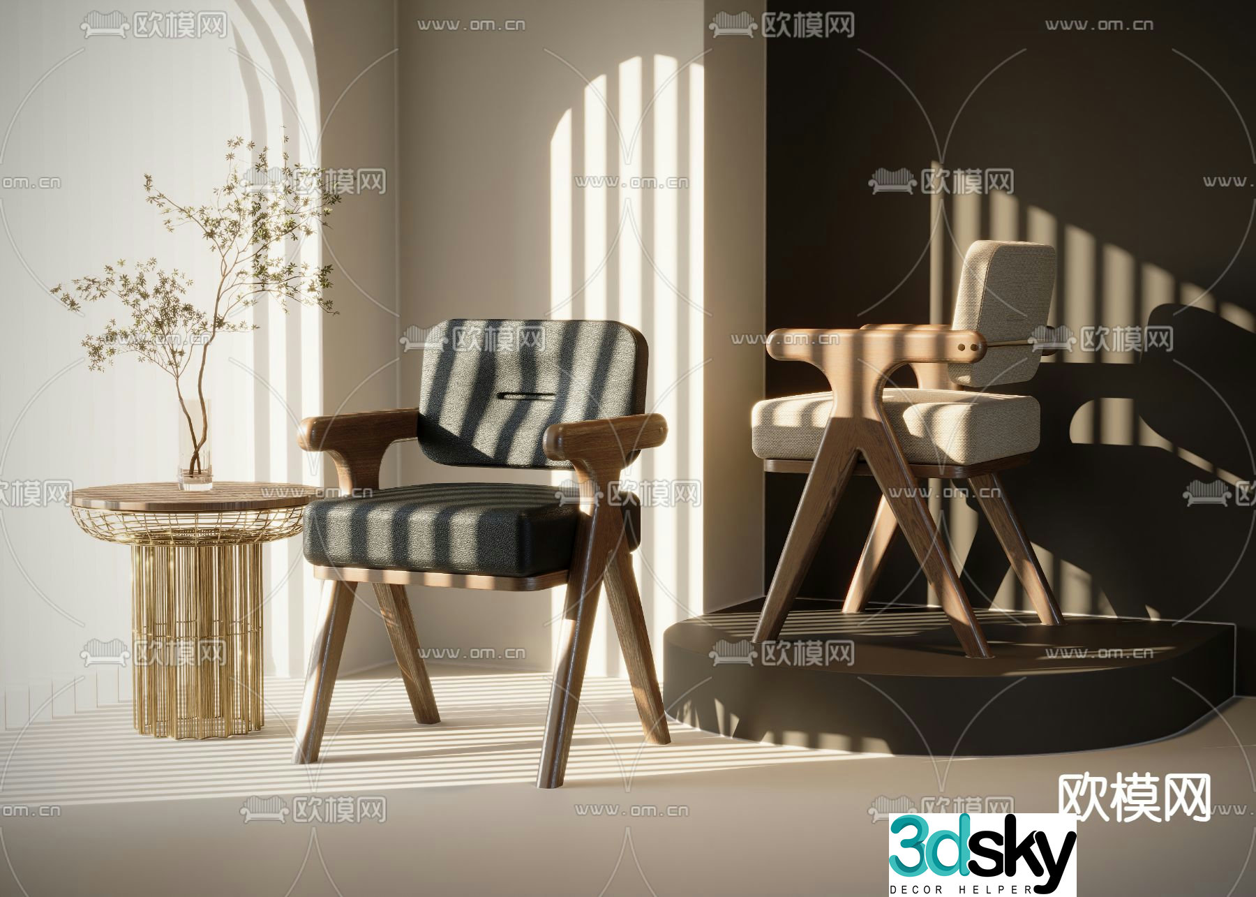 Log chair dining chair 3d model