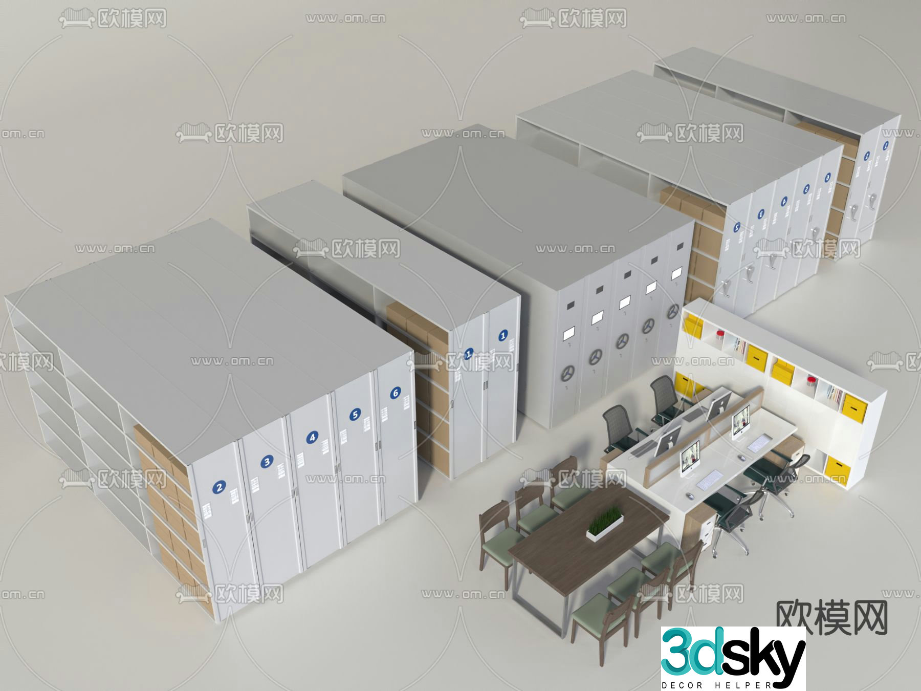 Archives room filing cabinet combination cabinet file cabinet 3d model