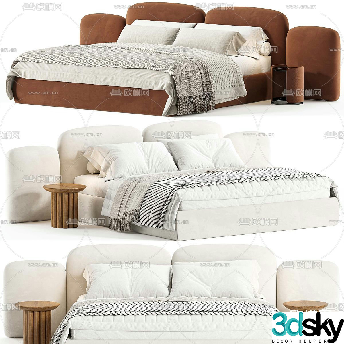 Paolo double bed 3d model