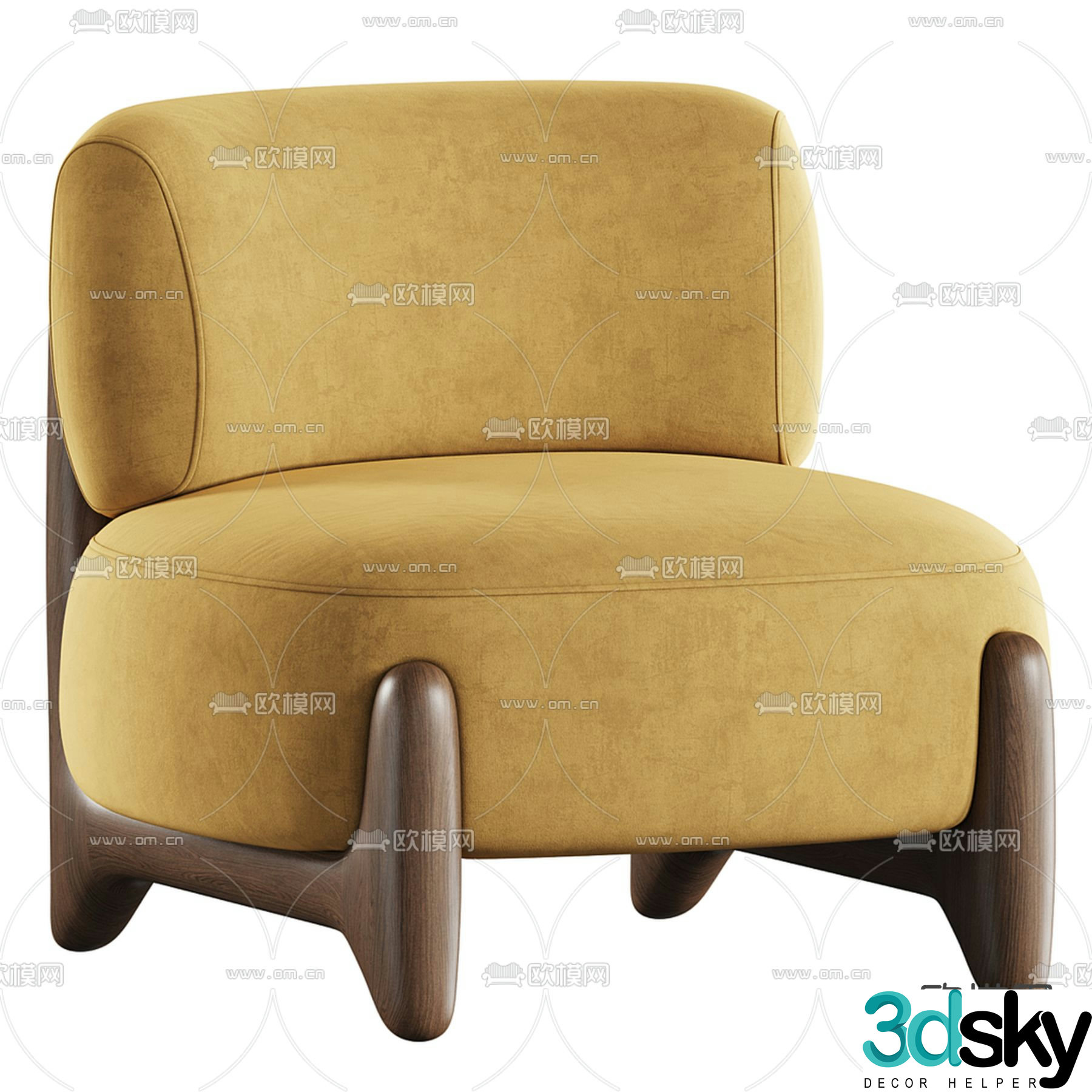 Yellow sofa chair single sofa 3d model