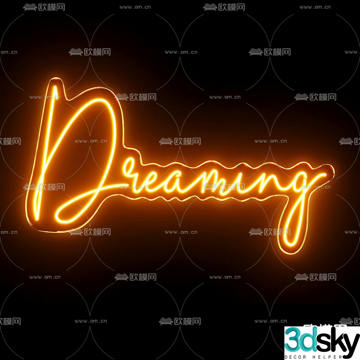 English letter light atmosphere light neon light 3d model