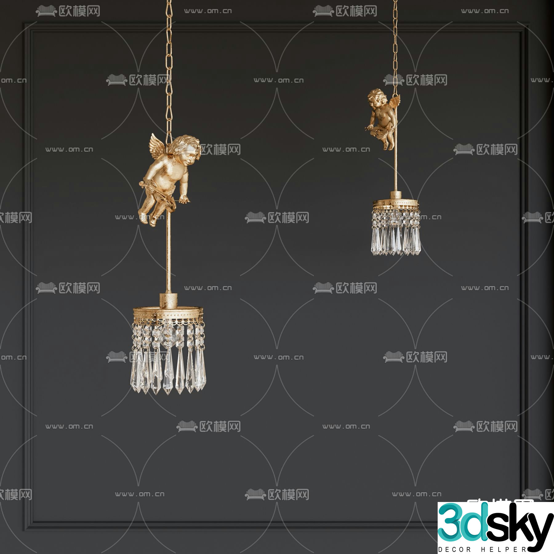 French angel chandelier 3d model