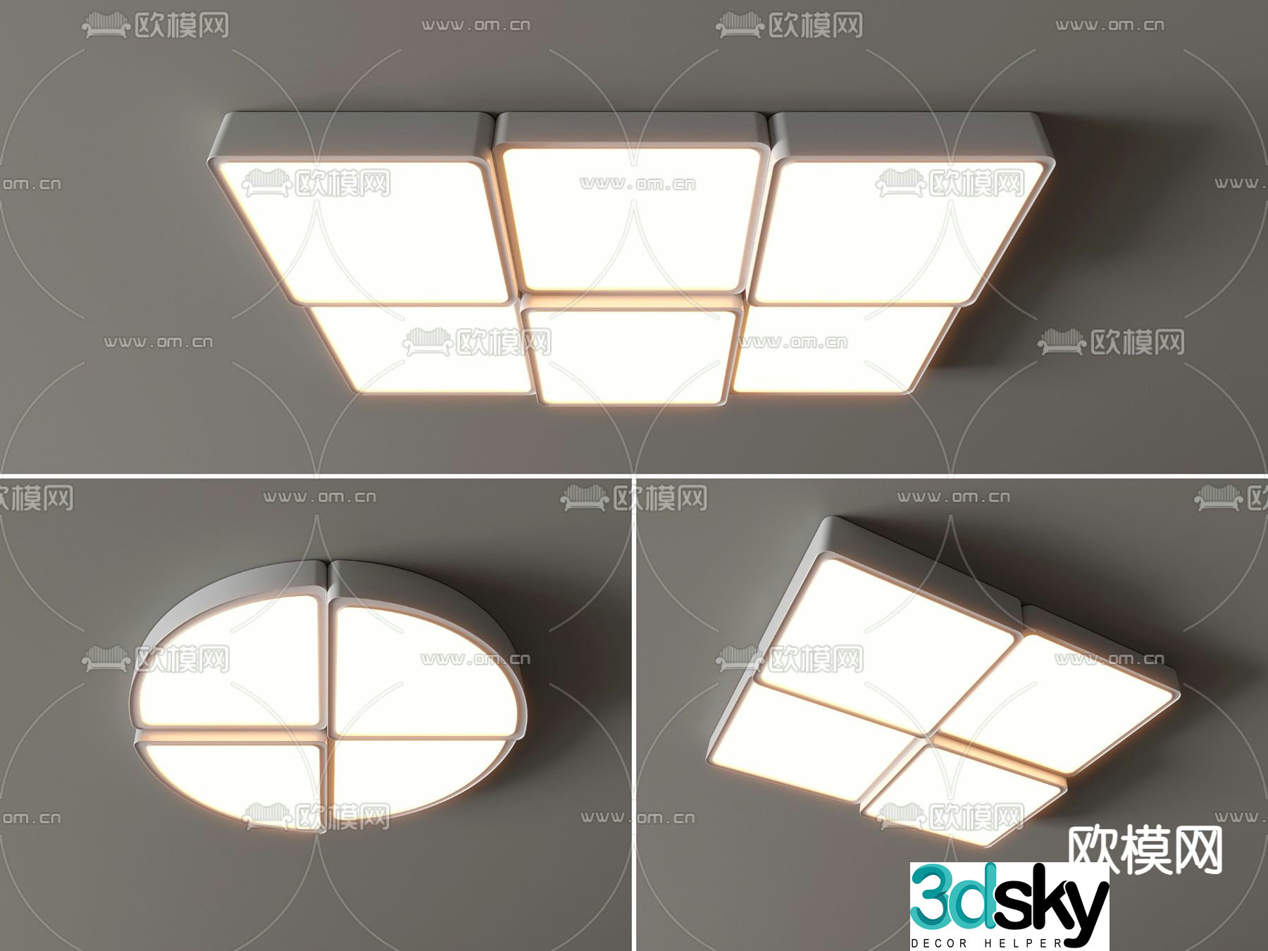 Geometric ceiling lamp bedroom lamp 3d model
