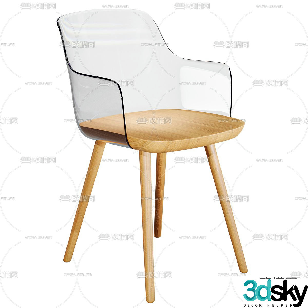 Transparent chair dining chair leisure chair 3d model