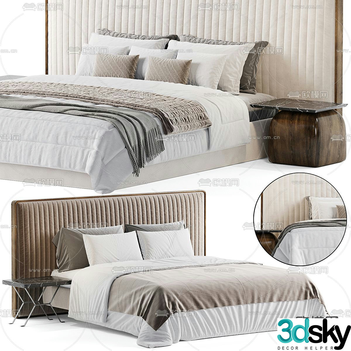 Paolo double bed 3d model