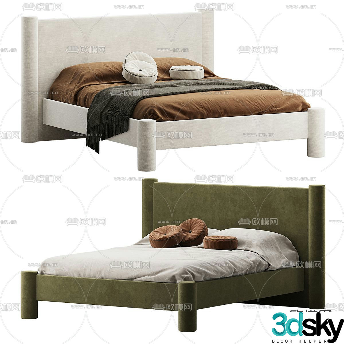 yvaa modern double bed 3d model