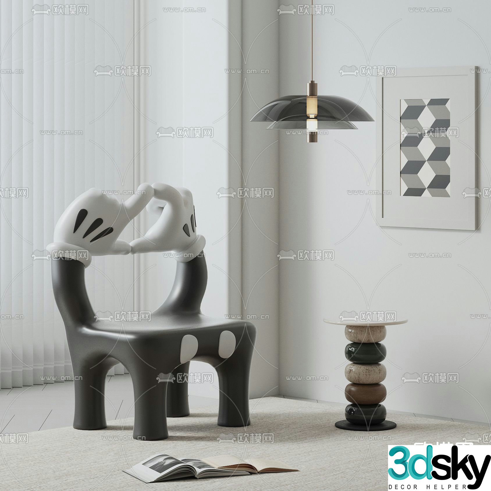 Children’s chair leisure chair Mickey chair 3d model